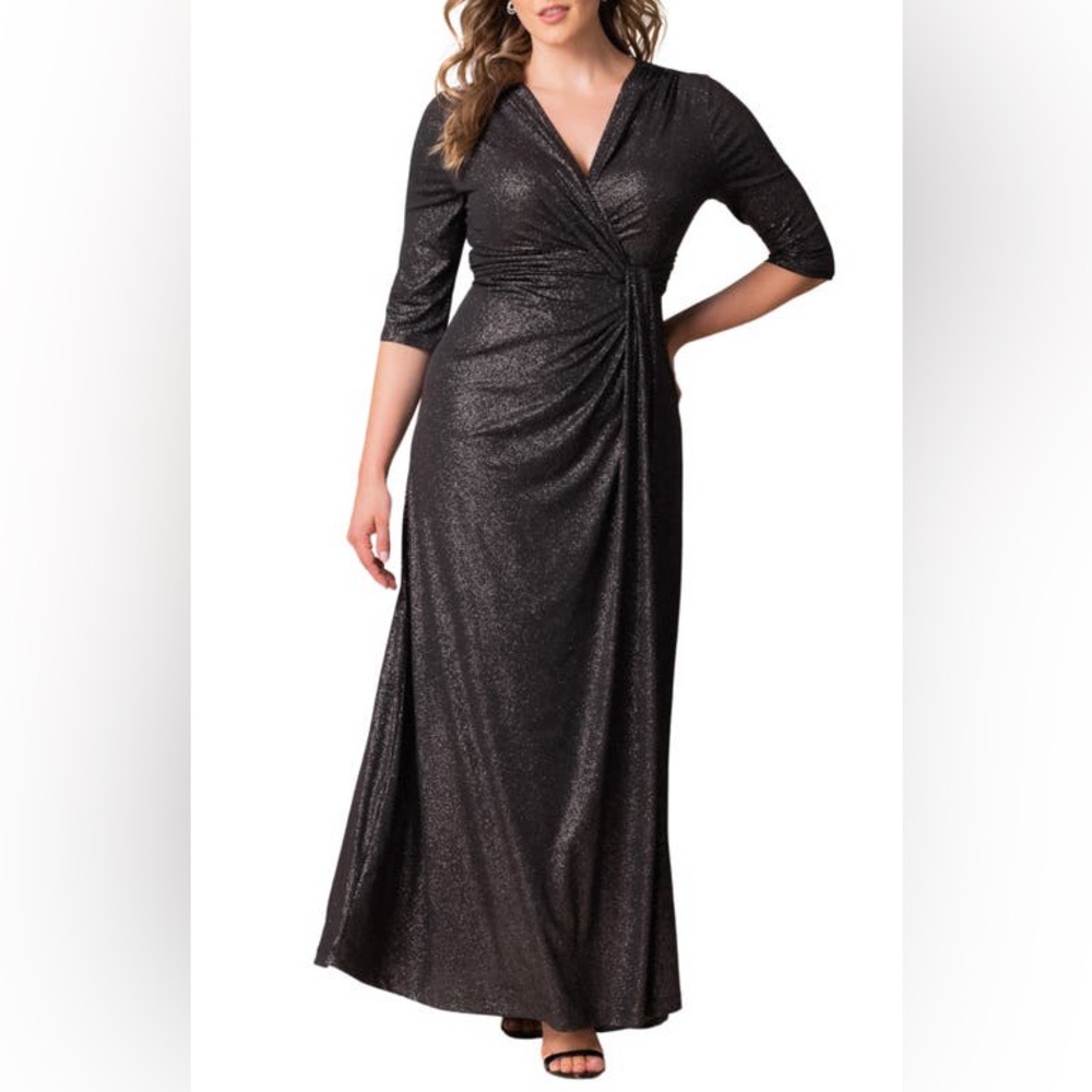 Kiyonna Black Shimmer Maxi Dress